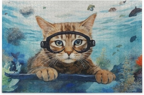 Cat Fish Jigsaw Puzzles for Adults 1000 Pieces,Colorful Puzzle with Mesh Storage Bag,Learning Educational Puzzles for Gift 2011279