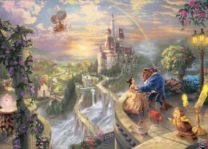 Ceaco - Disney - Thomas Kinkade - Beauty and The Beast Falling in Love - 1000 Piece Jigsaw Puzzle for Adults - Challenging Puzzle Perfect for Game Nights