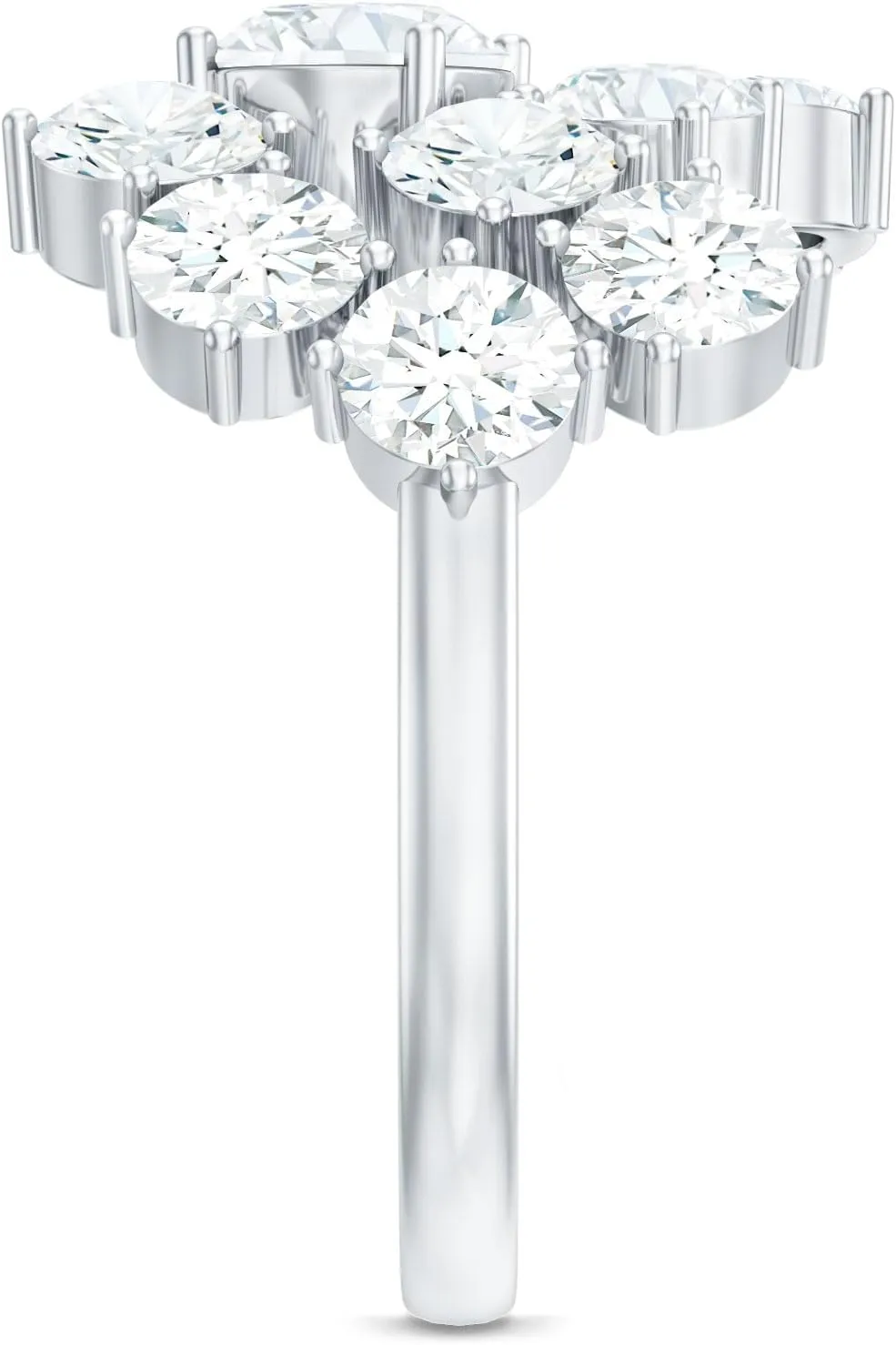 Certified Moissanite Diamond Cocktail Ring, D-Vs1 Quality, Moissanite Cluster Ring in 14K Gold Plated Silver - Gift For Her