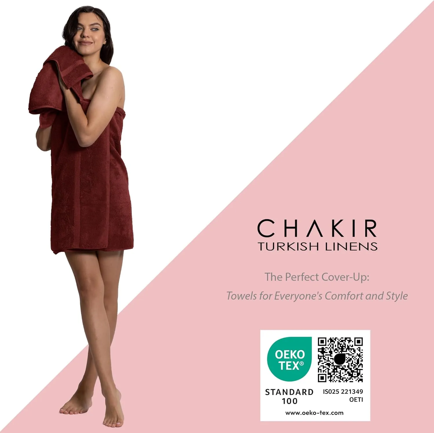 Chakir Turkish Linens Luxury Spa and Hotel Quality Premium Turkish Cotton 6-Piece Towel Set (2 x Bath Towels, 2 x Hand Towels, 2 x Washcloths)