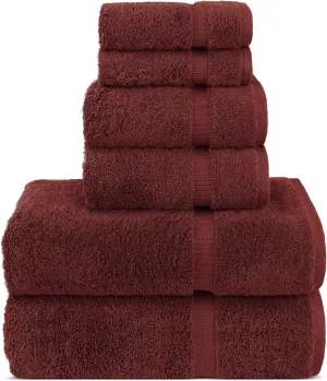 Chakir Turkish Linens Luxury Spa and Hotel Quality Premium Turkish Cotton 6-Piece Towel Set (2 x Bath Towels, 2 x Hand Towels, 2 x Washcloths)