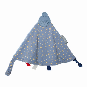 Cheeky Chompers Comfortchew | Baby Lovey with Silicone Teether & Sensory Tags | Soft Fleece Material, Attachable Loop, Machine Washable | (Midnight Stars)