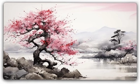 Cherry Blossom TCG Playmat with Carry Bag, 14x24, 3mm Double Stitched Edge, Cloth Top, Neoprene Rubber Base, USA Made, only from Jank Mats!