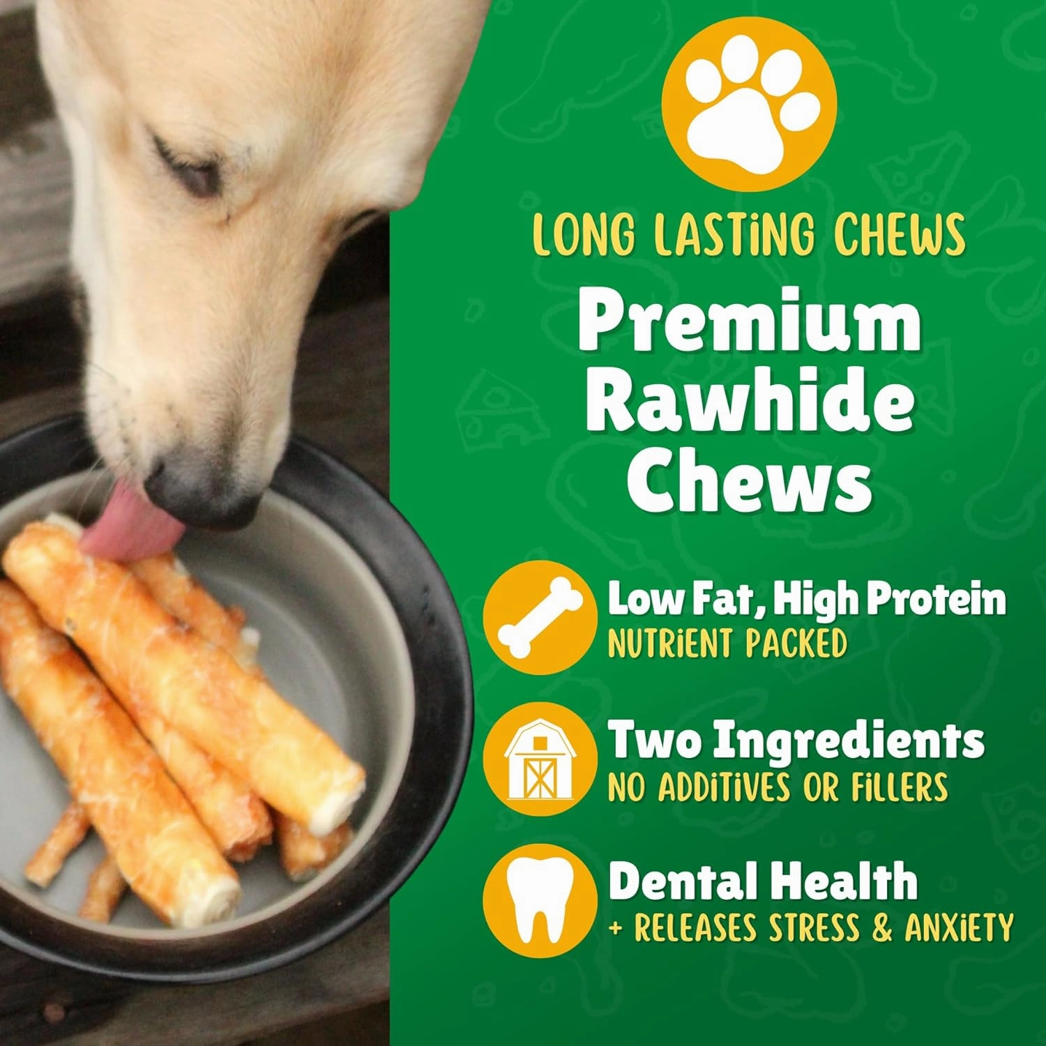Chicken Wrapped Rawhide Dog Treats for Medium Dogs – 19ct. Chew Sticks – Limited Ingredient Long Lasting Chews Made in The USA with Natural Chicken and Beef Hide Twists