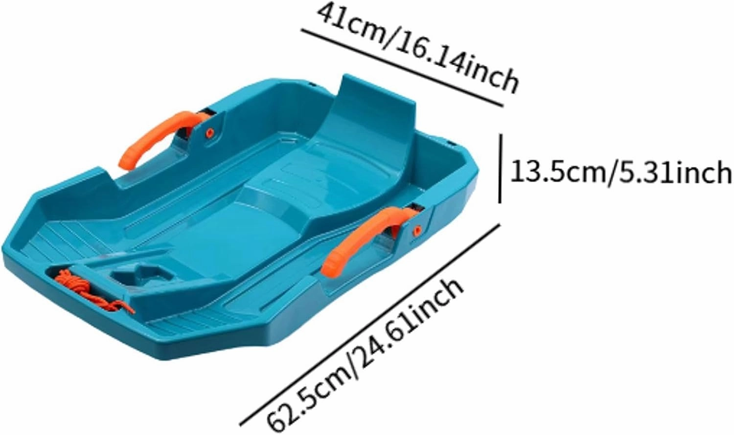 Children Downhill Toboggan Snow Sled with Brake Grass Sled Portable Length 62cm Versatile Dunes Sand Sled with Two Meter Rope