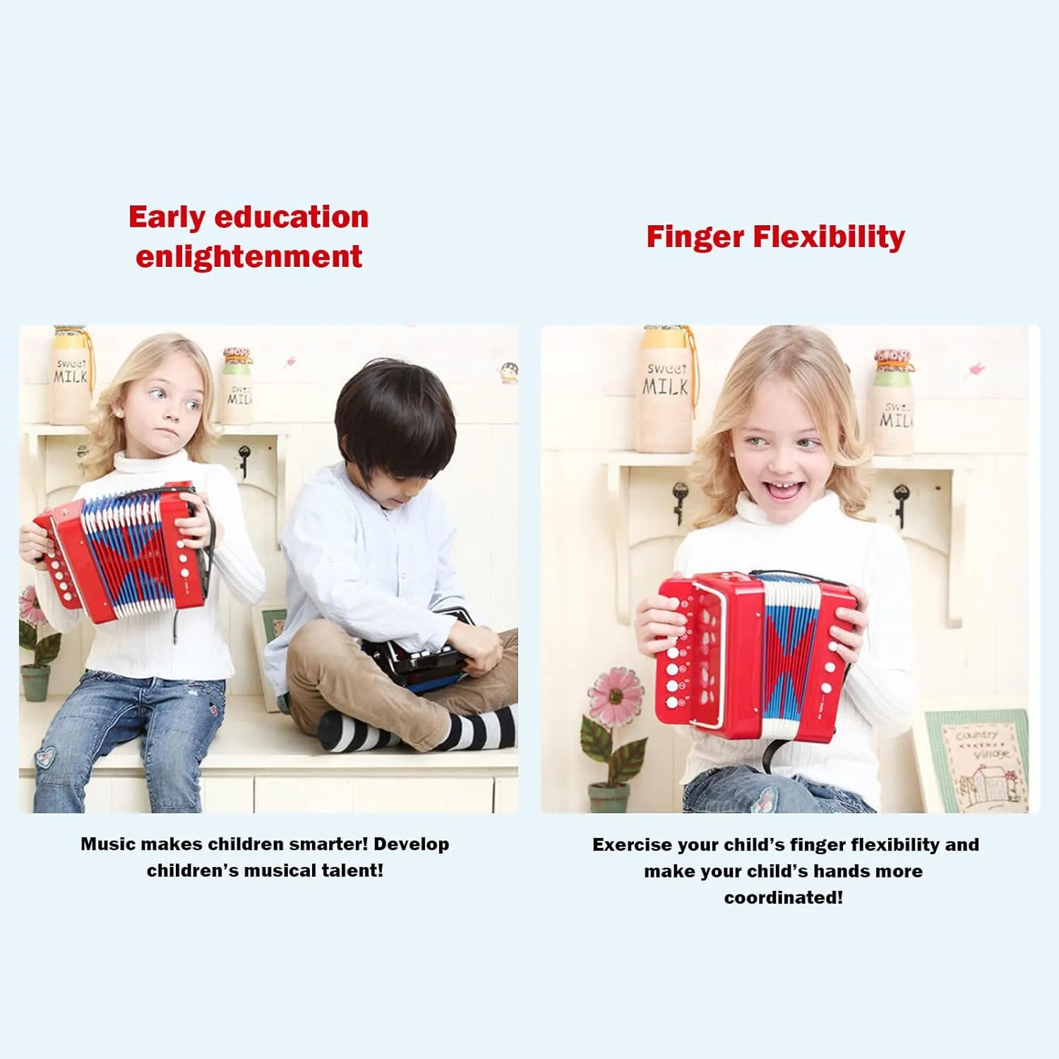 Children's Button Accordion - Small Music Player Toy, Small Hand Organ | Lightweight 7-Button Instrument for Early Learning, Creative Play, Music Enthusiasts, Festive Present Idea for Young Kids