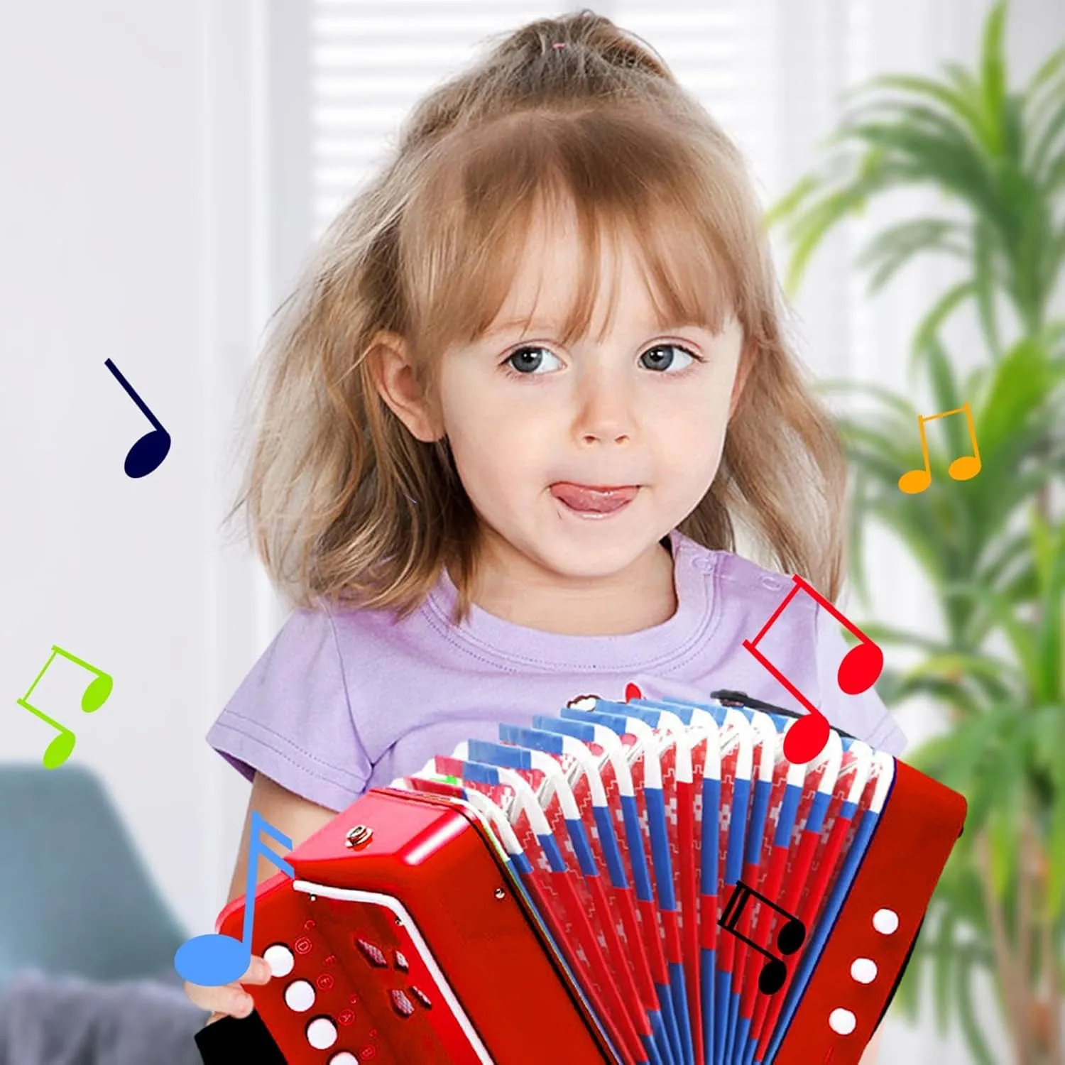 Children's Button Accordion - Small Music Player Toy, Small Hand Organ | Lightweight 7-Button Instrument for Early Learning, Creative Play, Music Enthusiasts, Festive Present Idea for Young Kids