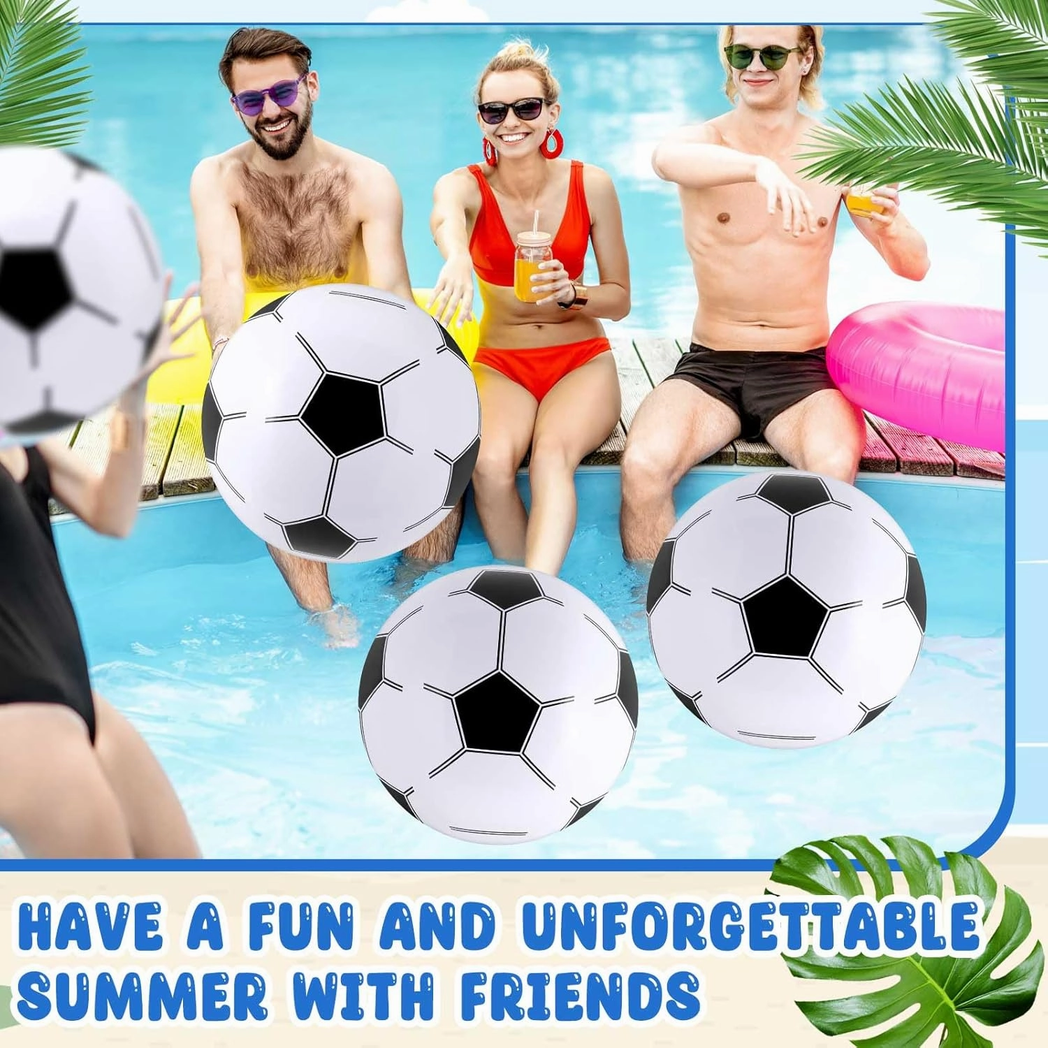 Chivao 24 Pieces Inflatable Ball Soccer Softball Volley Basketball Football 16 Inch Beach Balls Party Favors Summer Swimming Pool(Soccer,20 Inch)