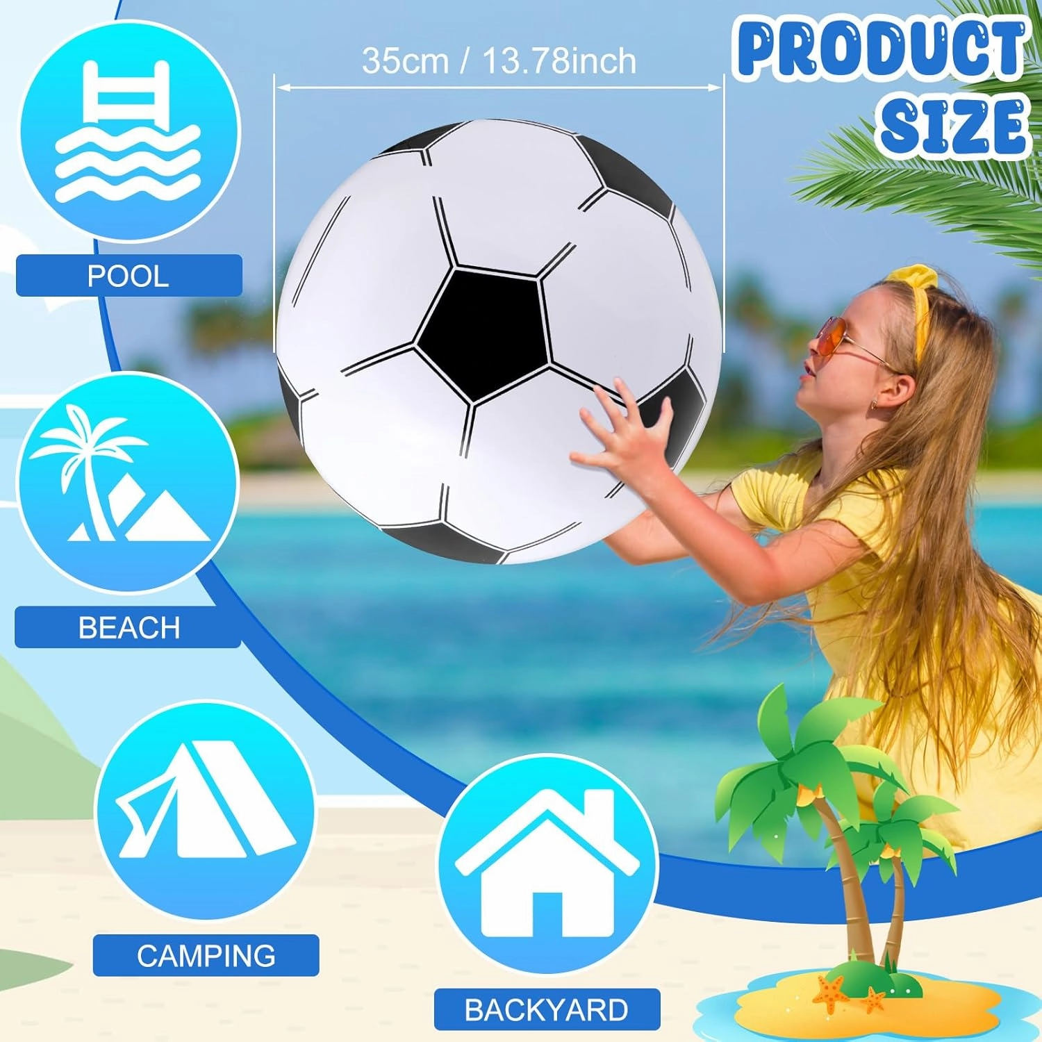 Chivao 24 Pieces Inflatable Ball Soccer Softball Volley Basketball Football 16 Inch Beach Balls Party Favors Summer Swimming Pool(Soccer,20 Inch)