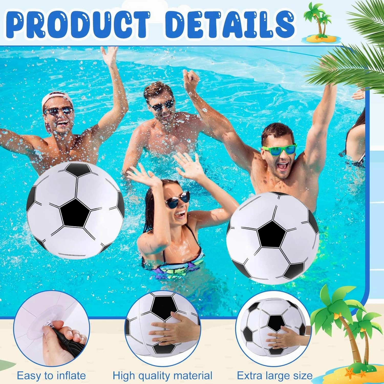 Chivao 24 Pieces Inflatable Ball Soccer Softball Volley Basketball Football 16 Inch Beach Balls Party Favors Summer Swimming Pool(Soccer,20 Inch)