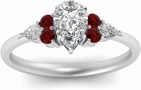 Choose Your Gemstone Pear Shape Accented Engagement Ring 925 Sterling Silver Matching Engagement Fashion Jewelry Easy to Wear Gifts Side Stone Engagement Rings : US Size 4 to 12