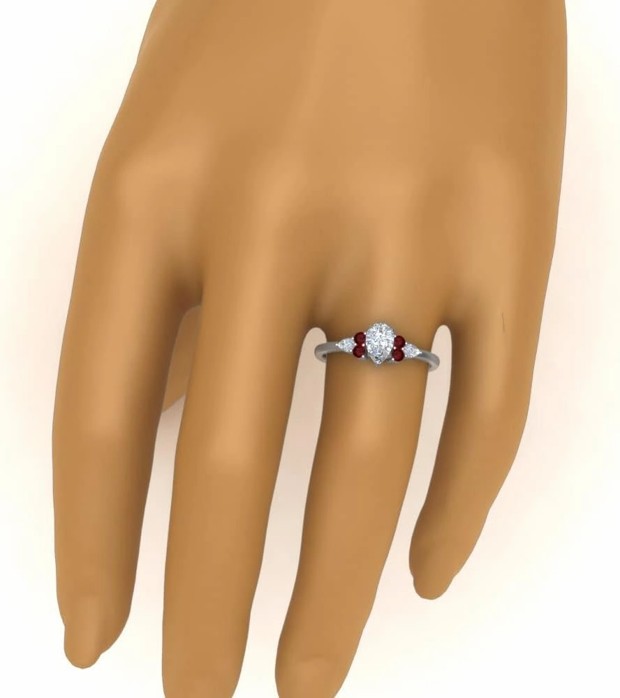 Choose Your Gemstone Pear Shape Accented Engagement Ring 925 Sterling Silver Matching Engagement Fashion Jewelry Easy to Wear Gifts Side Stone Engagement Rings : US Size 4 to 12