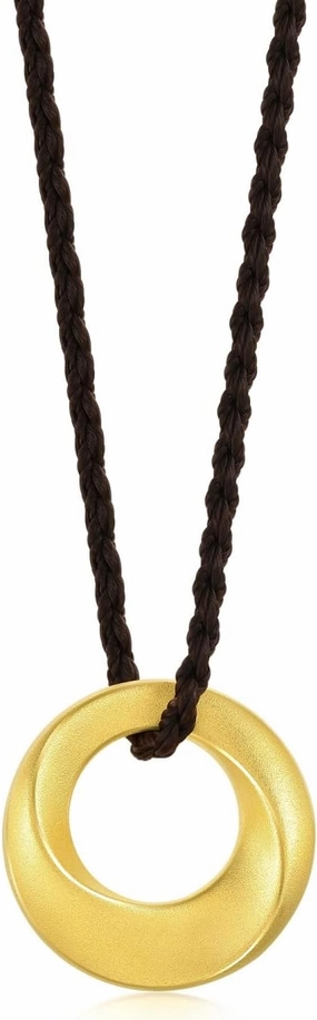 CHOW SANG SANG 999 24K Solid Gold Circle, Round Necklace for Women 92710Z | 17.7 Inches, (45 CM)