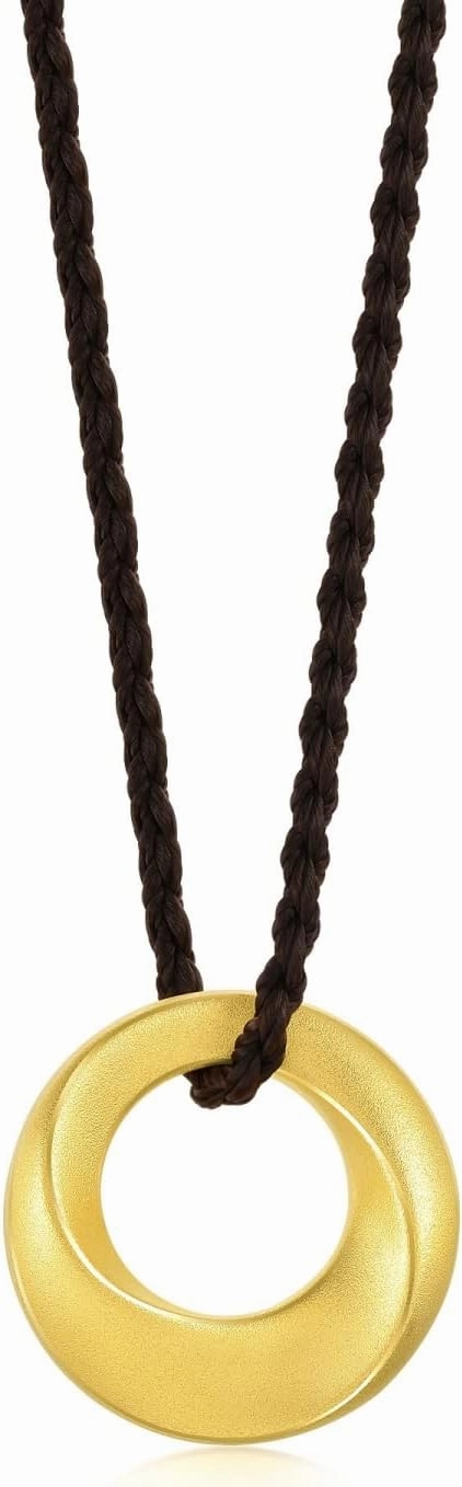 CHOW SANG SANG 999 24K Solid Gold Circle, Round Necklace for Women 92710Z | 17.7 Inches, (45 CM)