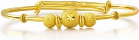 CHOW SANG SANG 999.9 24K Solid Gold Price-by-Weight 4.49g Gold Twisted Chain with Bells Bangle for Tiny Size 31484K | Adjustable Size