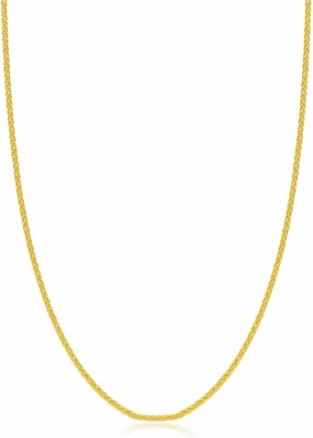 CHOW SANG SANG 999.9 24K Solid Gold Price-by-Weight Gold Wheat Chain, Spiga Chain Necklace for Women 84365N