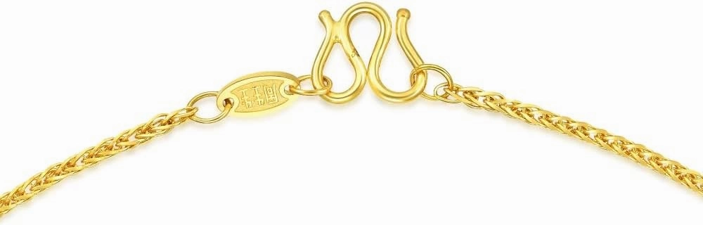 CHOW SANG SANG 999.9 24K Solid Gold Price-by-Weight Gold Wheat Chain, Spiga Chain Necklace for Women 84365N