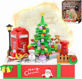 Christmas Tree Toy Building Set, Christmas Décor Building Kit with LED Light and DIY Board Building Blocks Xmas Gifts for Kids Adults Teens Christmas Party Home Decoration(423pcs)