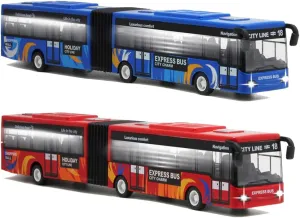 City Bus Toy for Kids, Die Cast Alloy Pull Back Vehicles, Metro Articulated Electric Bus with Sounds and Lights, Model Cars Toys Educational Gift for Kids Boys Girls Ages 3 
