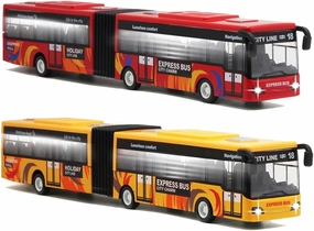 City Bus Toy for Kids, Die Cast Alloy Pull Back Vehicles, Metro Articulated Electric Bus with Sounds and Lights, Model Cars Toys Educational Gift for Kids Boys Girls Ages 3 