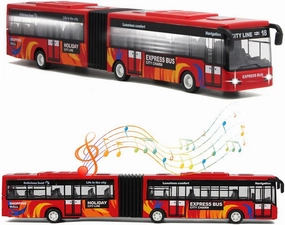 City Bus Toy for Kids, Die Cast Alloy Pull Back Vehicles, Metro Articulated Electric Bus with Sounds and Lights, Model Cars Toys Educational Gift for Kids Boys Girls Ages 3 