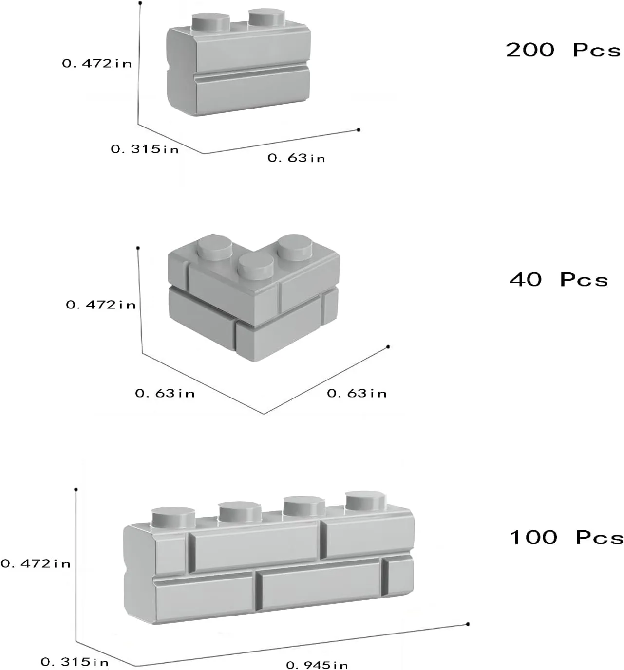 Classic Building Bricks, 340 Pcs Masonry Profile Bricks Wall Bricks Blocks, Compatible with Major Brands Parts and Pieces, Creative Building Block Toys (340 Pcs) (Light Gray)