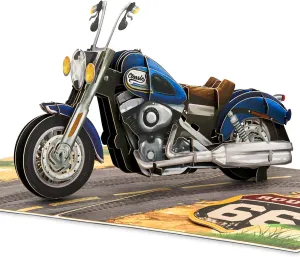 Classic Motorcycle Pop Up Card, Birthday and Fathers Day Gift For Husband, Son, Dad, Men, Grandfather, Father-in-law, Uncle, 3D Greeting Card, Size 5x7 - Includes Envelope And Message Note