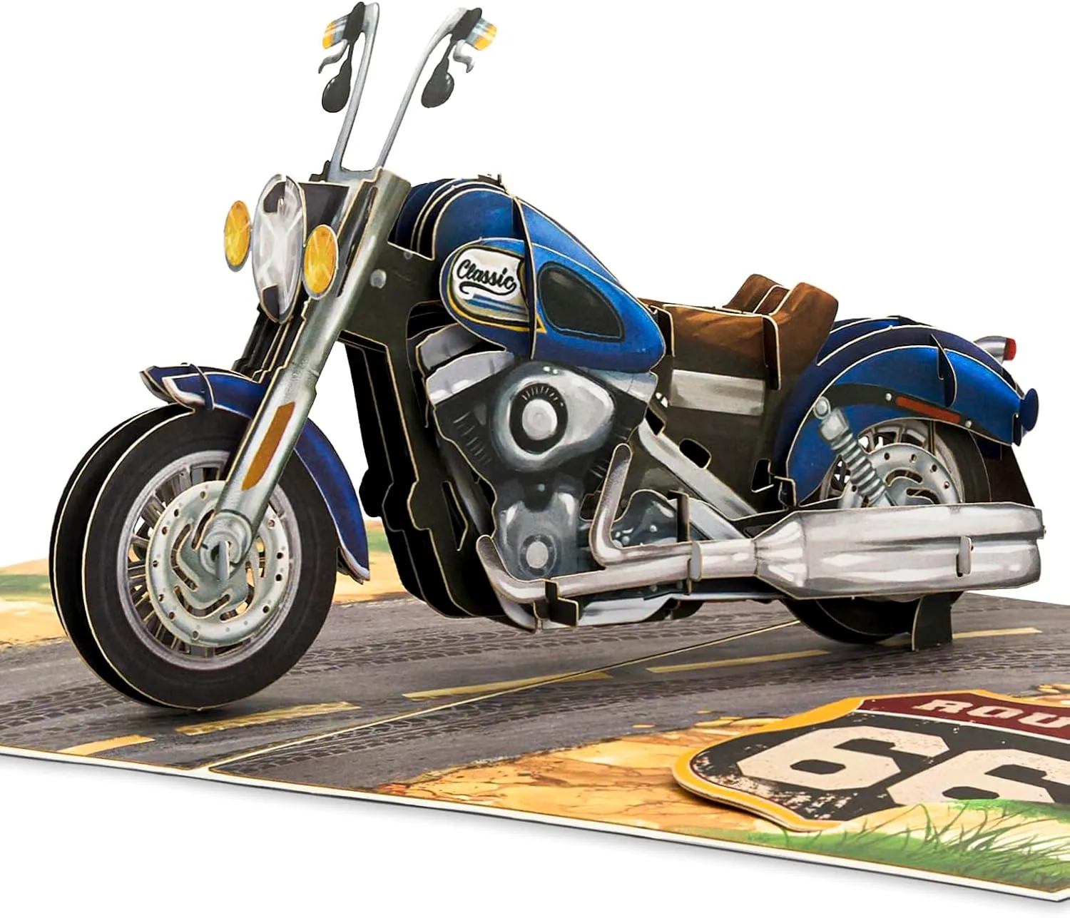Classic Motorcycle Pop Up Card, Birthday and Fathers Day Gift For Husband, Son, Dad, Men, Grandfather, Father-in-law, Uncle, 3D Greeting Card, Size 5x7 - Includes Envelope And Message Note
