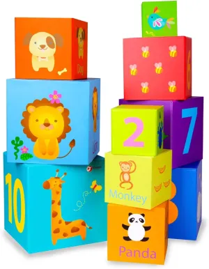 Classic World Stacking Cubes Cardboard Nesting Box Toy for Baby Toddler Early Learning Education
