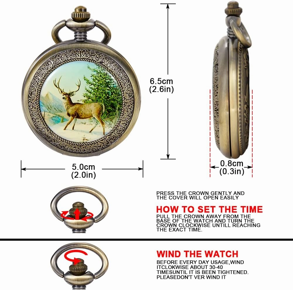 Classic Copper Design Hand Winding Mechanical Roman Number Steampunk Pocket Watch Mens Watches with Chain&Box