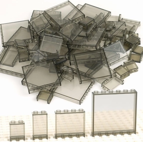 Clear Tranparent Flat Plates Bricks, 24 Pieces and Parts 1x6x5 Classic, Window Bulk Building Blocks Accessories (Transparent) (Tansparent Grey Mixed)