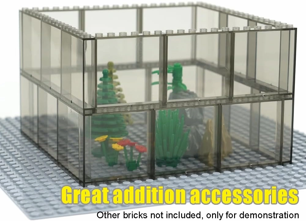 Clear Tranparent Flat Plates Bricks, 24 Pieces and Parts 1x6x5 Classic, Window Bulk Building Blocks Accessories (Transparent) (Tansparent Grey Mixed)
