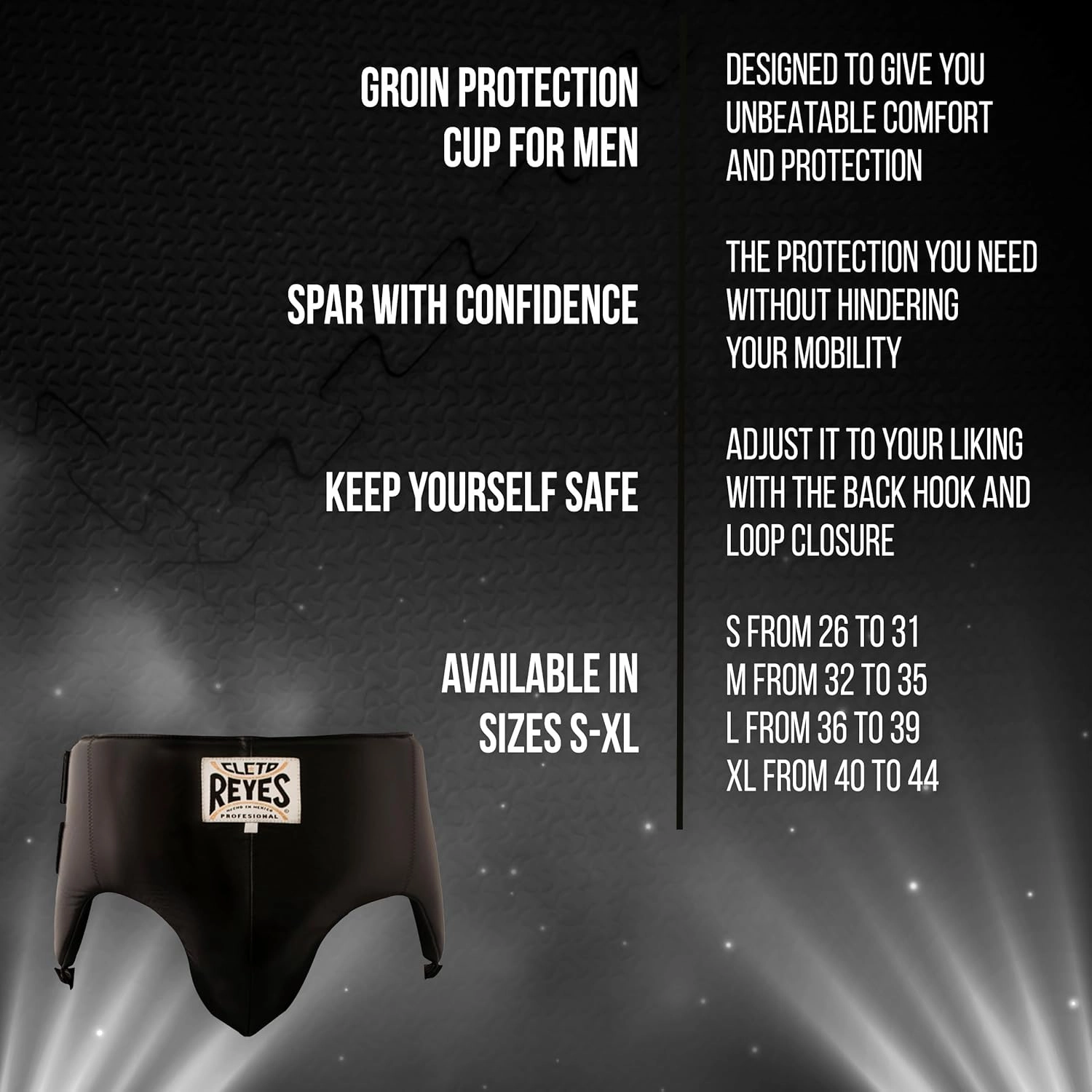 CLETO REYES Kidney and Foul Groin Protector, Boxing Training Equipment, Protective Gear for Men, Black