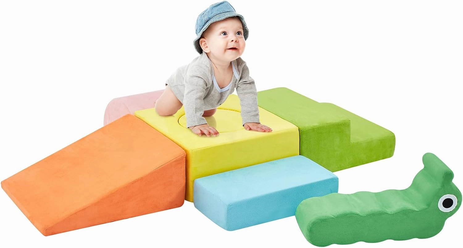 Climbing Toys for Toddlers, Baby Climbing Blocks, 7-Piece Soft Foam Climbing Blocks Set, Baby Climbing Toys, Toddler Playtime Corner Climber Foam Play Gym for Climbing Crawling and Sliding