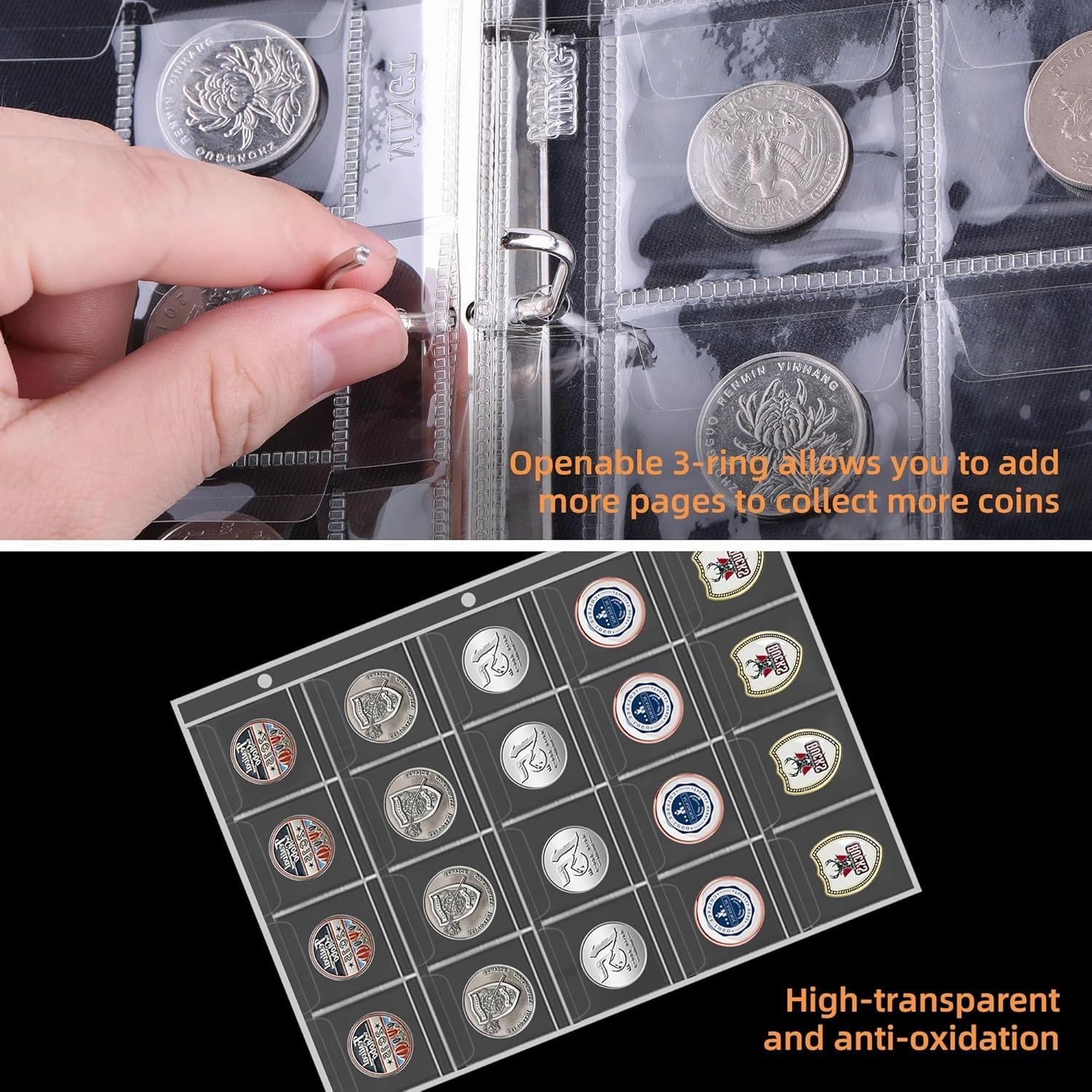 Coin Collection Book for Collector,260 Pockets Fireproof Coin Collection Holder Album,Coin Collection Organizer Storage Box Case Album for 20/25/ 27/30/ 38mm Coins,Green