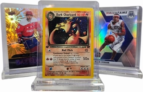 Collectable Card Acrylic Display Stand fits Toploader, Semi Rigid Holder & Card (Clear 5 Pack)