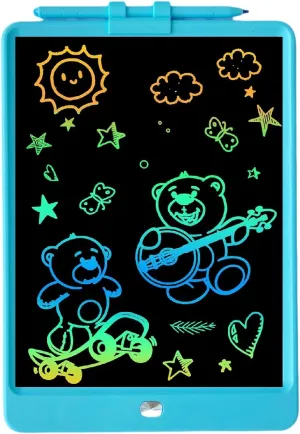 Color Drawing Board for Kids, 10-inch LCD Screen, Erasable and Reusable, Educational Toy for Ages 3-6, Blue