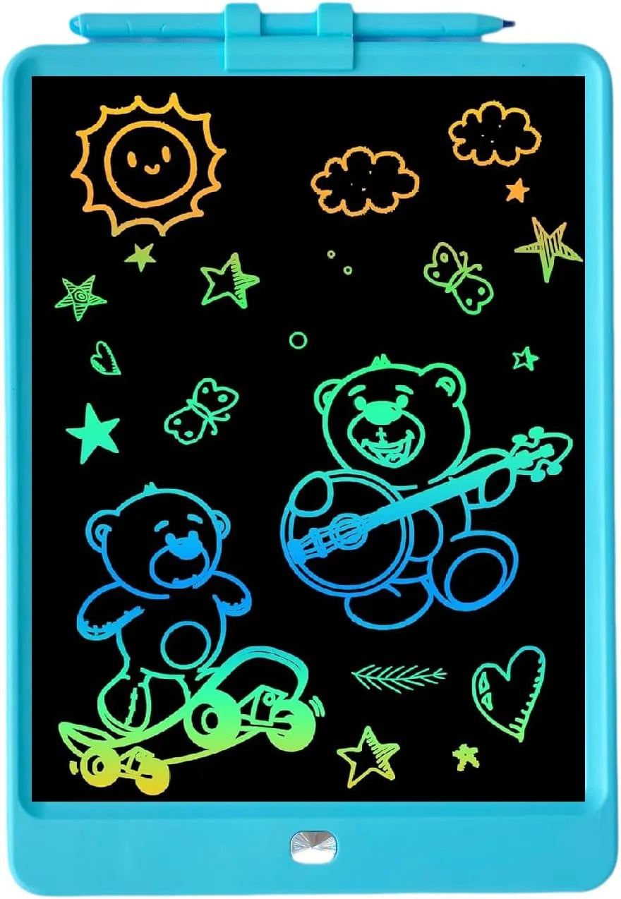 Color Drawing Board for Kids, 10-inch LCD Screen, Erasable and Reusable, Educational Toy for Ages 3-6, Blue