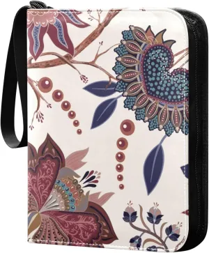 Colorful-indian-pattern 400 pockets Game Card Binder with Removable Sleeves Trading Card PU Waterproof Sturdy Protectors Holder Collectible Album for Sports Card Collection Storage