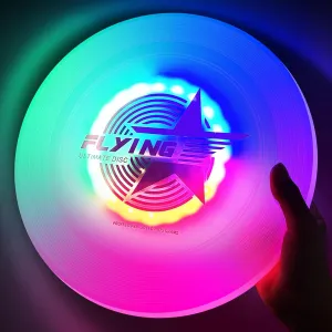 Colorful Light Up Flying Disc - 14 Modes, 4h Battery, 175g Ultimate Disc, Soft Flying Discs, Adult/Men/Boys/Teens/Kids Birthday, Ideal for Outdoor, Lawn, Camping Games, Gift. (Colorful)
