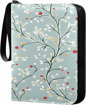 Colorful Christmas Branch Card Binder Trading Card Binder with 50 Removable Sleeves, 400 Card Collection Binder Multicolor Card Albums with Zipper