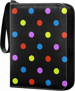 Colorful Dots Trading Card Binder 4-Pocket Card Holder with 50 Removable Sleeves 3-Ring Card Albums Binder Holds Up to 400 Cards Card Case Folders for Sports Cards TCG MTG Game Cards