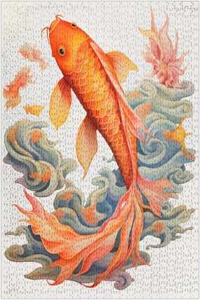 Colorful Fish Big Tails Jigsaw Puzzles for Adults 1000 Piece, Vertical Puzzle Exquisite Challenging Puzzle Game Experience 19.69x29.53 in