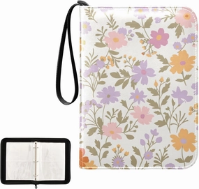 Colorful Floral Card Binders 4-Pocket Photocard Holder Fits 400 Cards for Baseball Card, Football Card