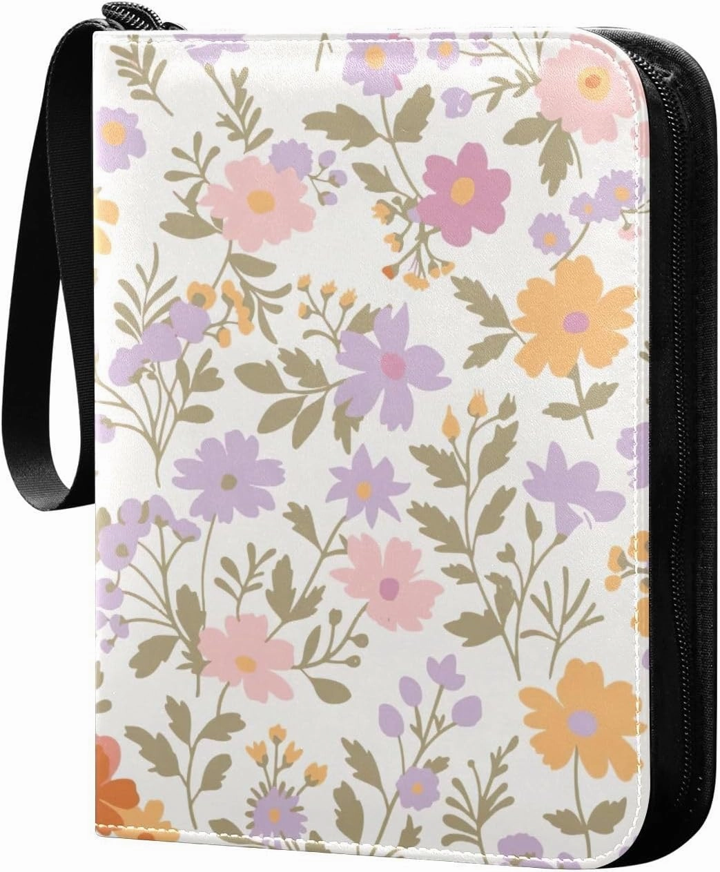 Colorful Floral Card Binders 4-Pocket Photocard Holder Fits 400 Cards for Baseball Card, Football Card
