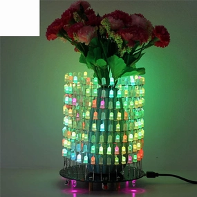 Colorful RGB Dream Light Circle LED DIY Kit Music Spectrum Module 5mm 8x32 Dot Matrix with Shell for Gift Light Cube DIY kit