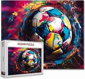 Colorful Soccer Jigsaw Puzzle 1000 Pieces Puzzles for Adults, Graffiti Football Jigsaw Puzzles for Challenging Family Activity Games DIY Puzzle for Home Wall Decor Gifts - 20 x 27 Inches