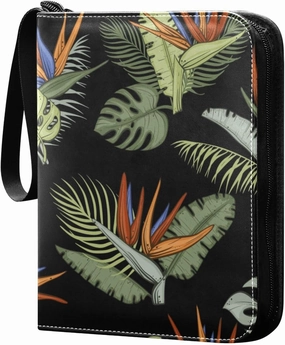 Colorful-tropical-floral-pattern 400 pockets Game Card Binder with Removable Sleeves Trading Card PU Waterproof Sturdy Protectors Holder Collectible Album for Sports Card Collection Storage