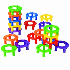 Constructive Playthings Ring Builders Stacking Toys for Kids, Classroom Must Haves for Teaching Color Recognition, Matching, Alternative to Classic Building Blocks, 96 Pc Constructive Gears, 3 Years