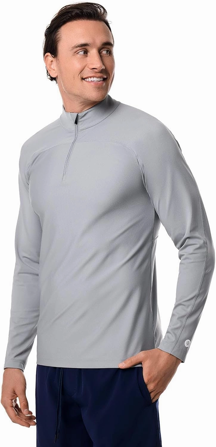 Coolibar UPF 50  Men's Nocona Zip Rash Guard - Sun Protective